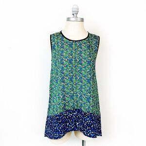 Floral A-Line Sleeveless Top | Green and Blue | NWT